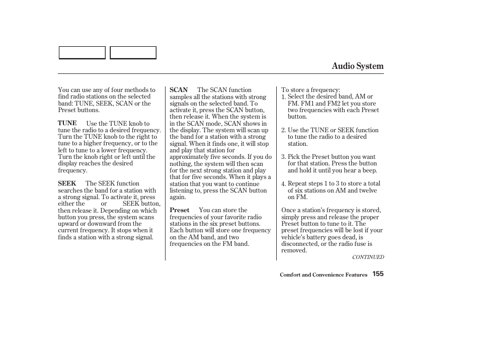 Audio system | HONDA 2003 Pilot - Owner's Manual User Manual | Page 159 / 392