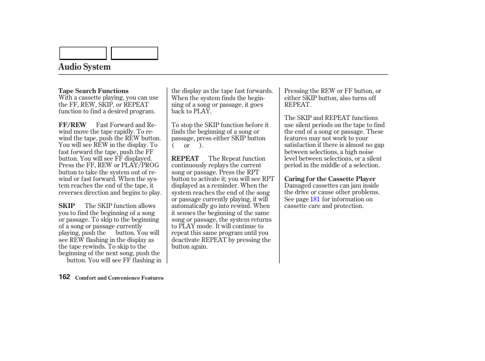 Audio system | HONDA 2003 Pilot - Owner's Manual User Manual | Page 166 / 392