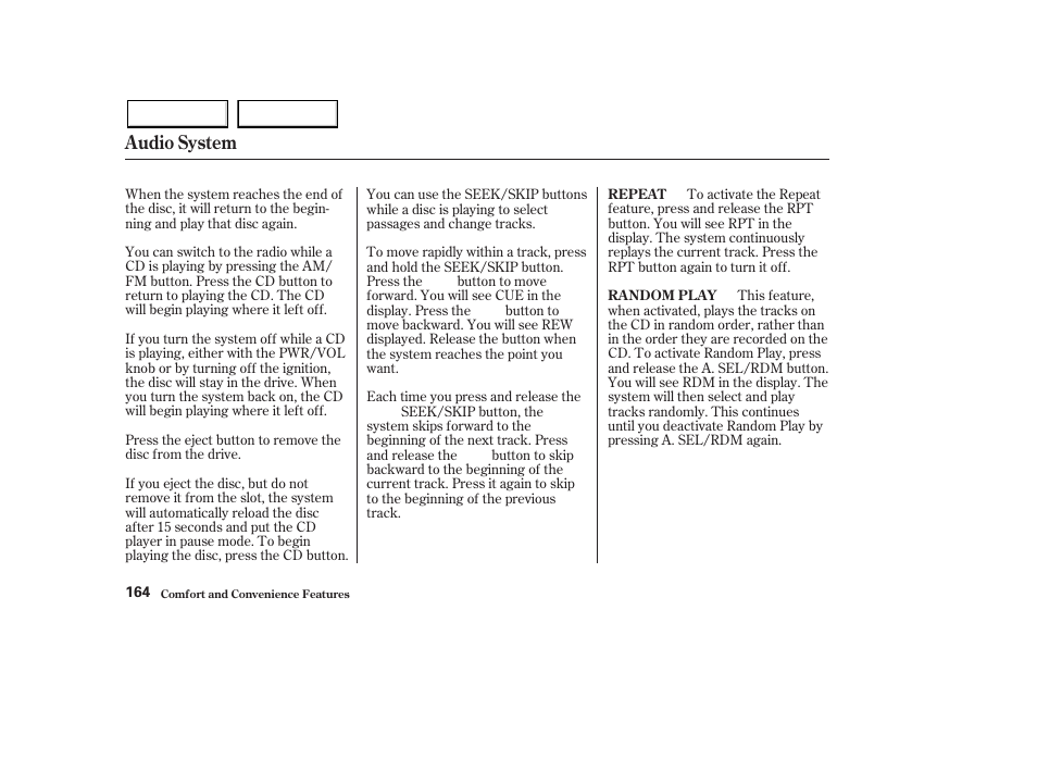 Audio system | HONDA 2003 Pilot - Owner's Manual User Manual | Page 168 / 392