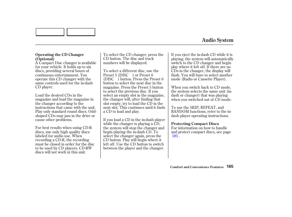 Audio system | HONDA 2003 Pilot - Owner's Manual User Manual | Page 169 / 392