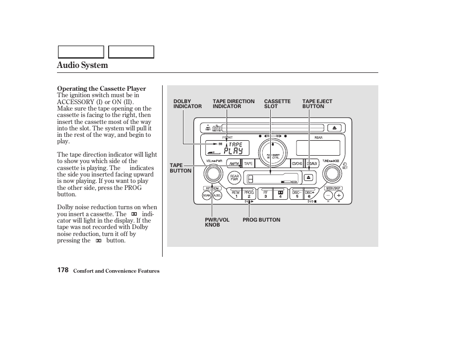 Audio system | HONDA 2003 Pilot - Owner's Manual User Manual | Page 182 / 392