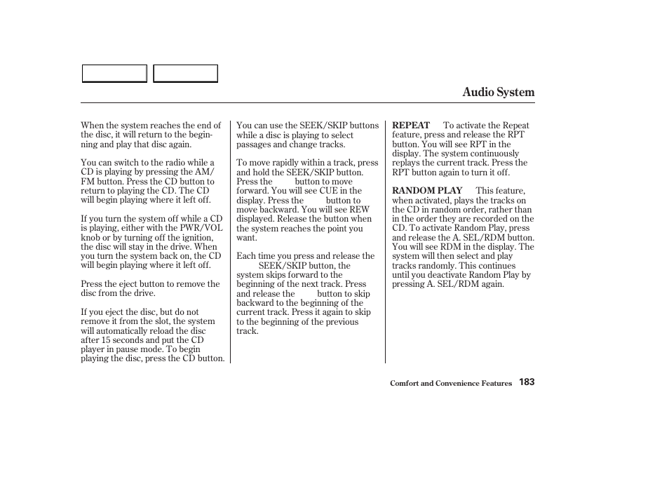 Audio system | HONDA 2003 Pilot - Owner's Manual User Manual | Page 187 / 392