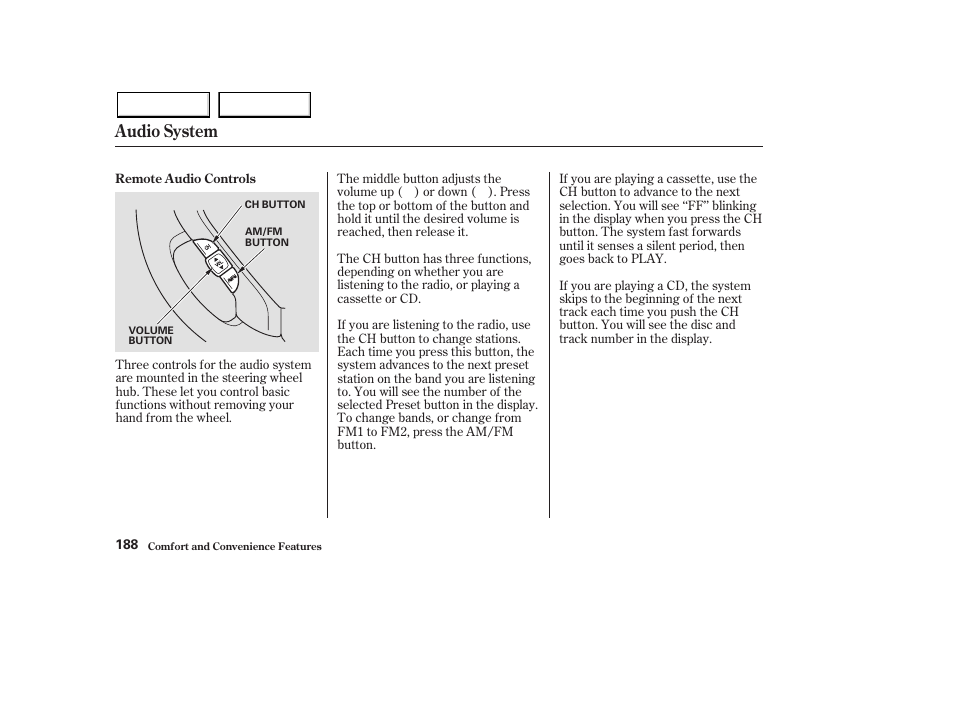 Audio system | HONDA 2003 Pilot - Owner's Manual User Manual | Page 192 / 392