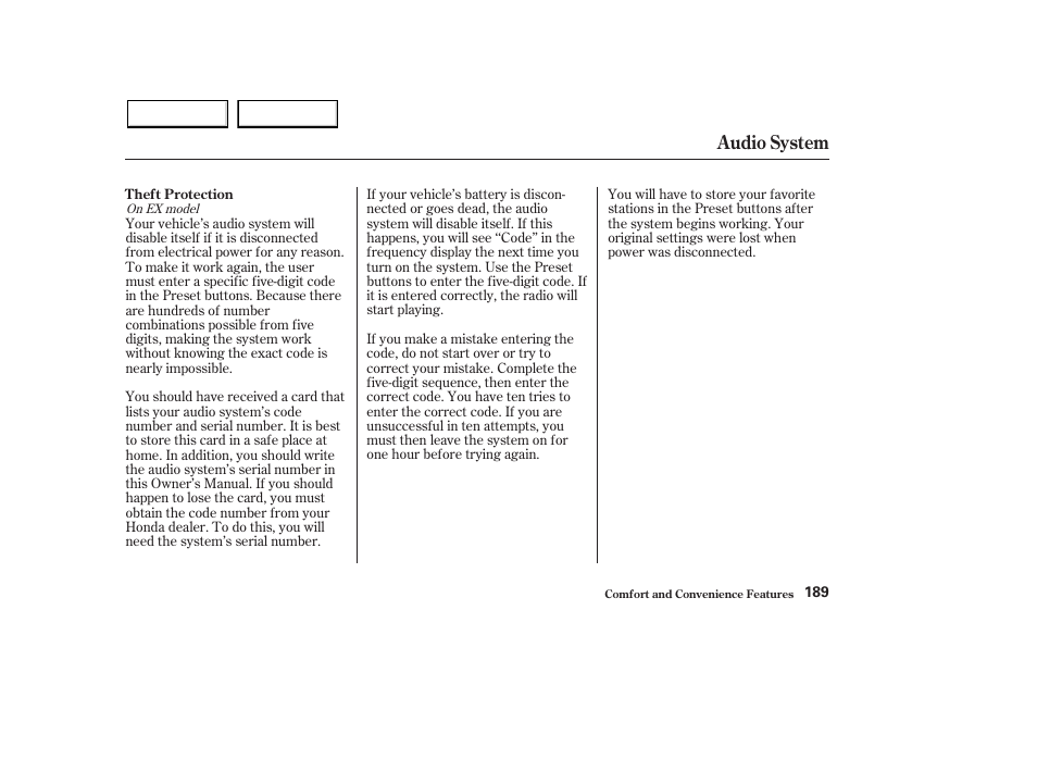 Audio system | HONDA 2003 Pilot - Owner's Manual User Manual | Page 193 / 392
