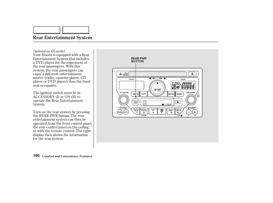Rear entertainment system | HONDA 2003 Pilot - Owner's Manual User Manual | Page 194 / 392