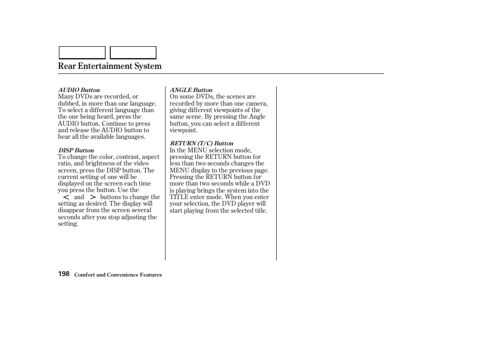 Rear entertainment system | HONDA 2003 Pilot - Owner's Manual User Manual | Page 202 / 392