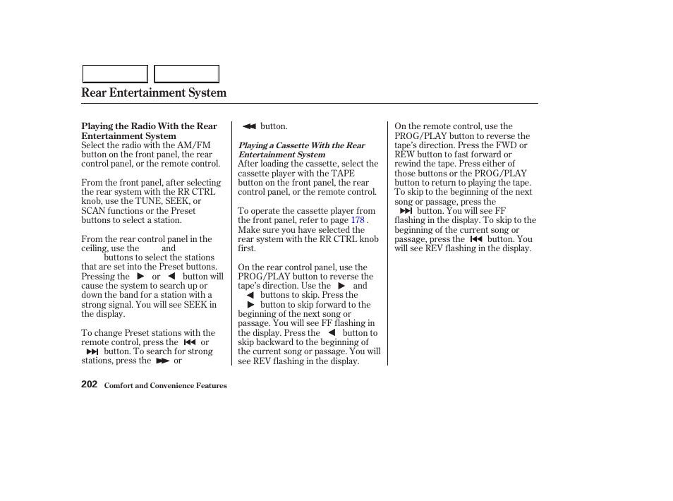 Rear entertainment system | HONDA 2003 Pilot - Owner's Manual User Manual | Page 206 / 392