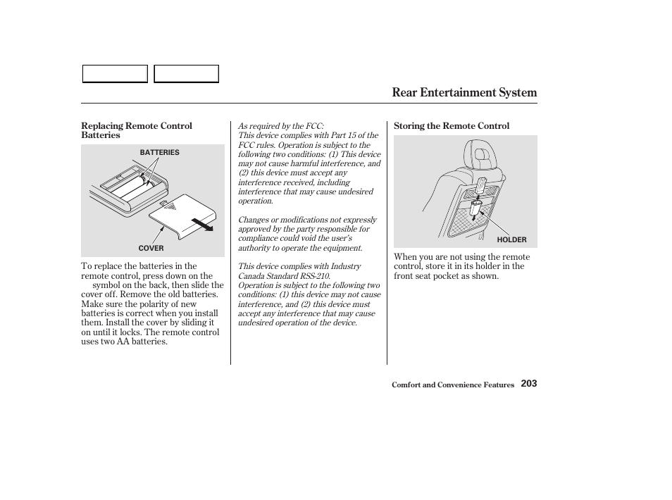 Rear entertainment system | HONDA 2003 Pilot - Owner's Manual User Manual | Page 207 / 392