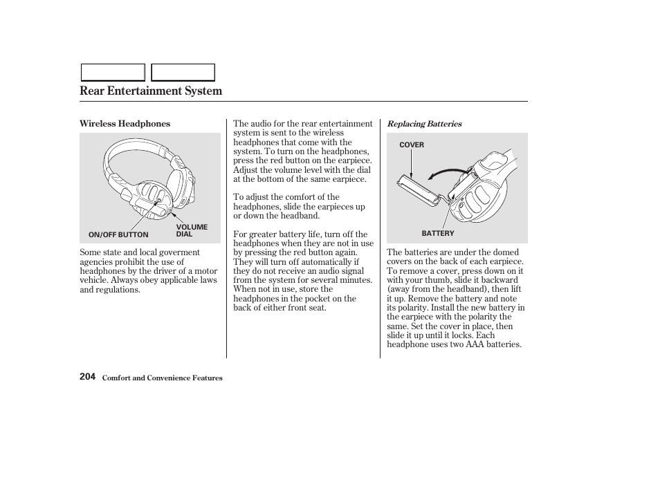 Rear entertainment system | HONDA 2003 Pilot - Owner's Manual User Manual | Page 208 / 392