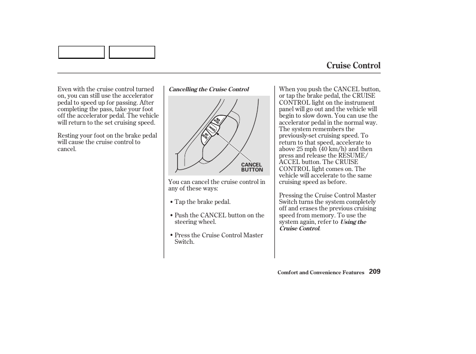 Cruise control | HONDA 2003 Pilot - Owner's Manual User Manual | Page 213 / 392