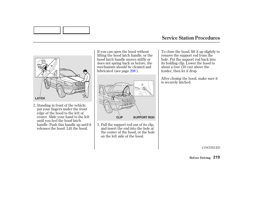 Service station procedures | HONDA 2003 Pilot - Owner's Manual User Manual | Page 223 / 392