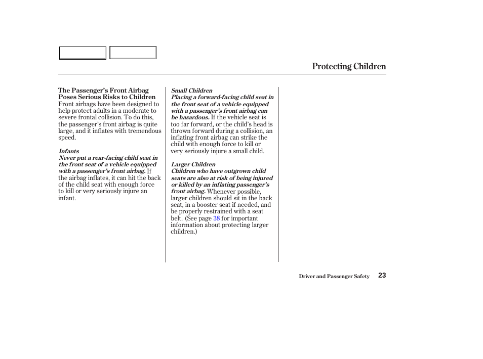 Protecting children | HONDA 2003 Pilot - Owner's Manual User Manual | Page 27 / 392