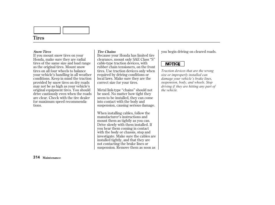Tires | HONDA 2003 Pilot - Owner's Manual User Manual | Page 318 / 392