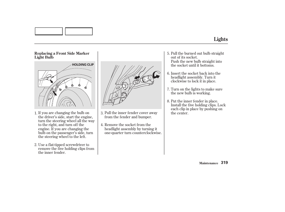 Lights | HONDA 2003 Pilot - Owner's Manual User Manual | Page 323 / 392
