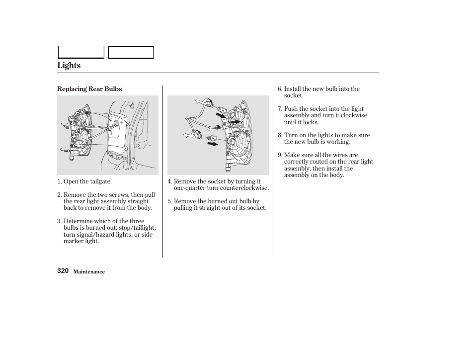 Lights | HONDA 2003 Pilot - Owner's Manual User Manual | Page 324 / 392