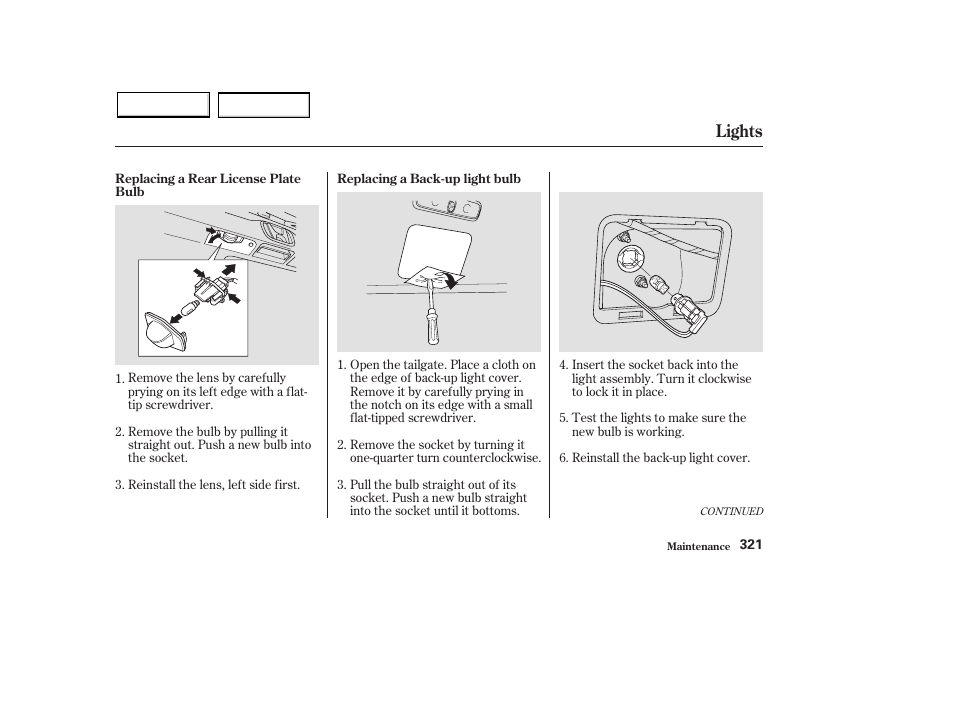Lights | HONDA 2003 Pilot - Owner's Manual User Manual | Page 325 / 392
