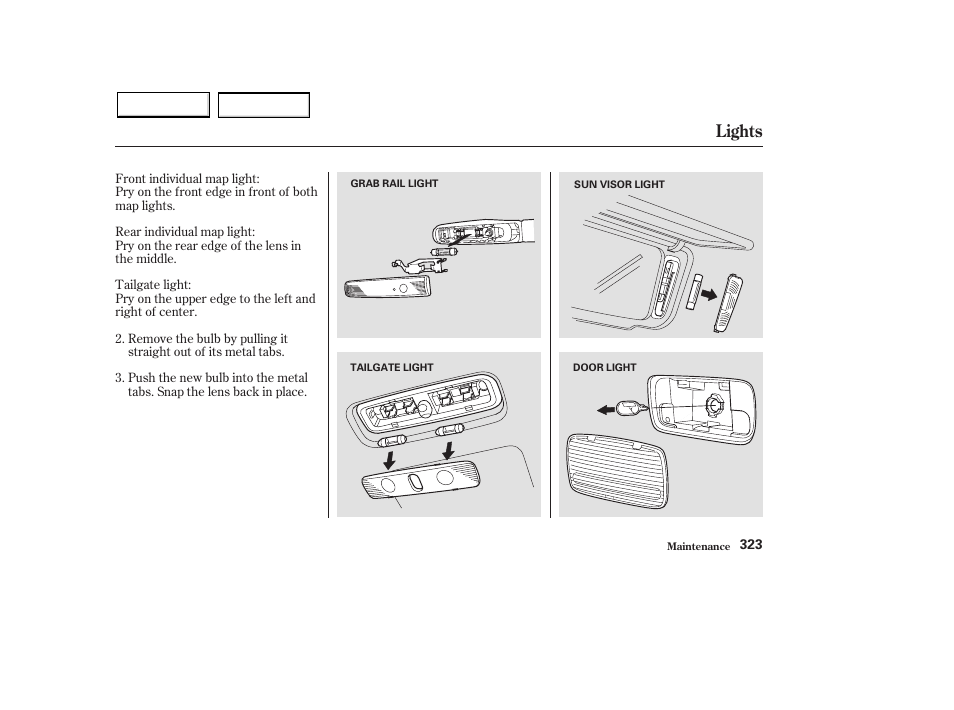 Lights | HONDA 2003 Pilot - Owner's Manual User Manual | Page 327 / 392