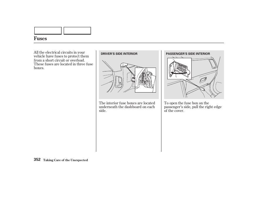 Fuses | HONDA 2003 Pilot - Owner's Manual User Manual | Page 356 / 392