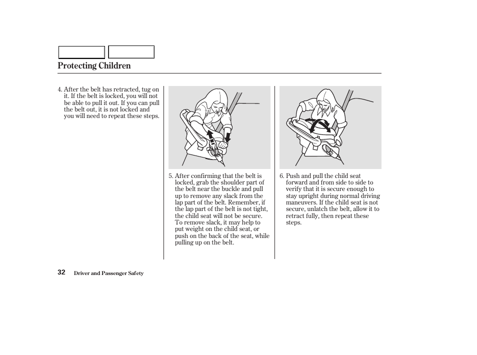 Protecting children | HONDA 2003 Pilot - Owner's Manual User Manual | Page 36 / 392