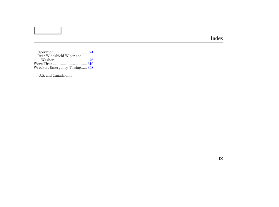 Index | HONDA 2003 Pilot - Owner's Manual User Manual | Page 391 / 392