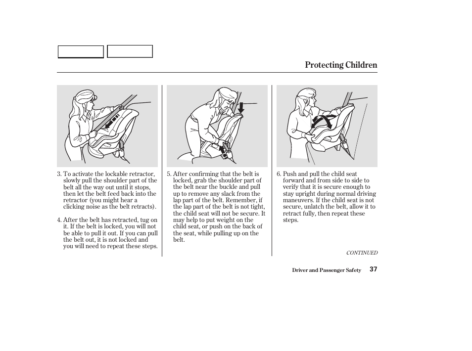 Protecting children | HONDA 2003 Pilot - Owner's Manual User Manual | Page 41 / 392