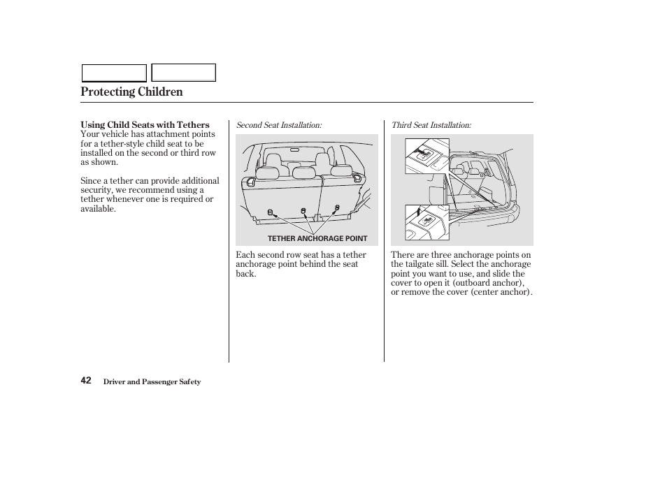 Protecting children | HONDA 2003 Pilot - Owner's Manual User Manual | Page 46 / 392