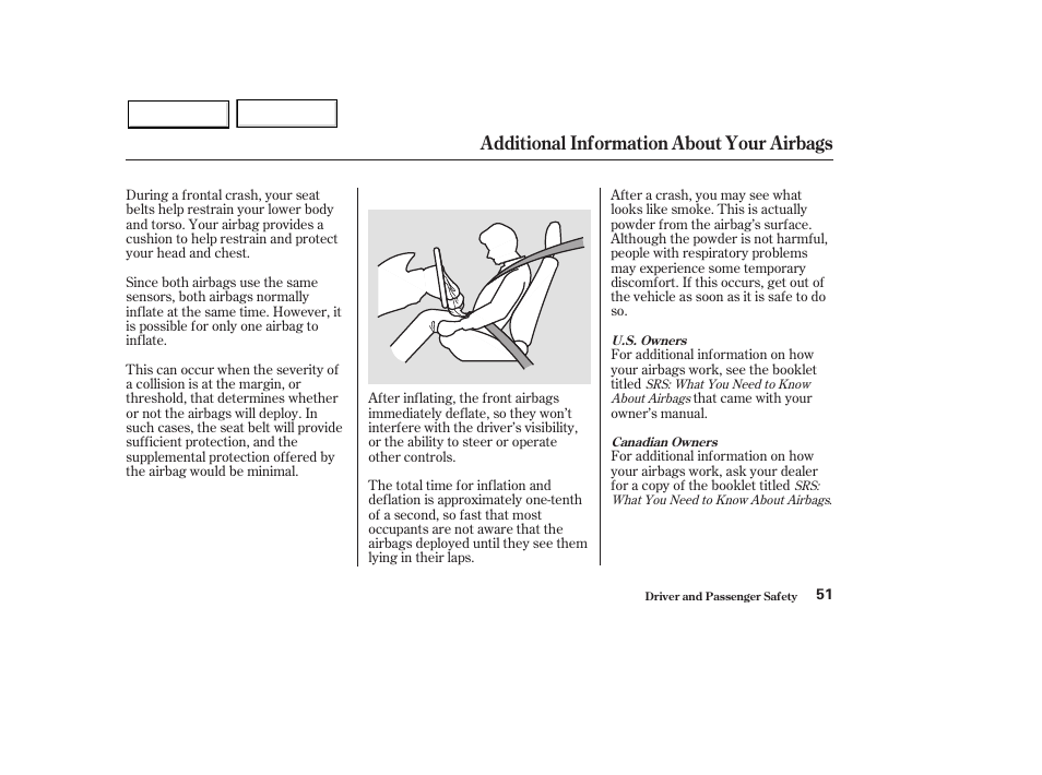 Additional information about your airbags | HONDA 2003 Pilot - Owner's Manual User Manual | Page 55 / 392