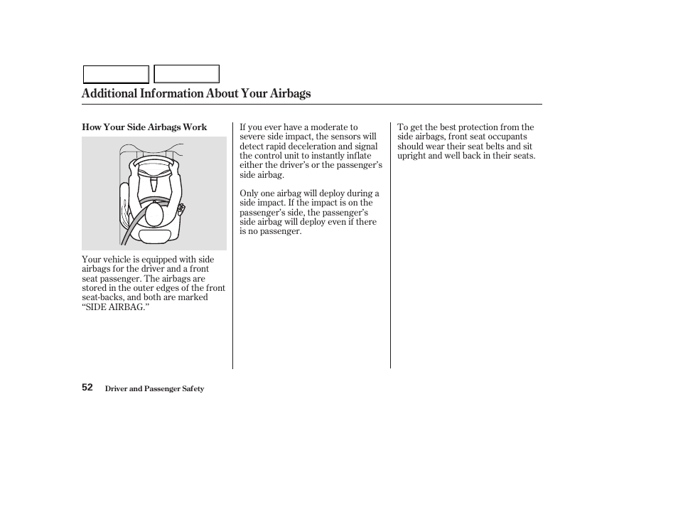 Additional information about your airbags | HONDA 2003 Pilot - Owner's Manual User Manual | Page 56 / 392