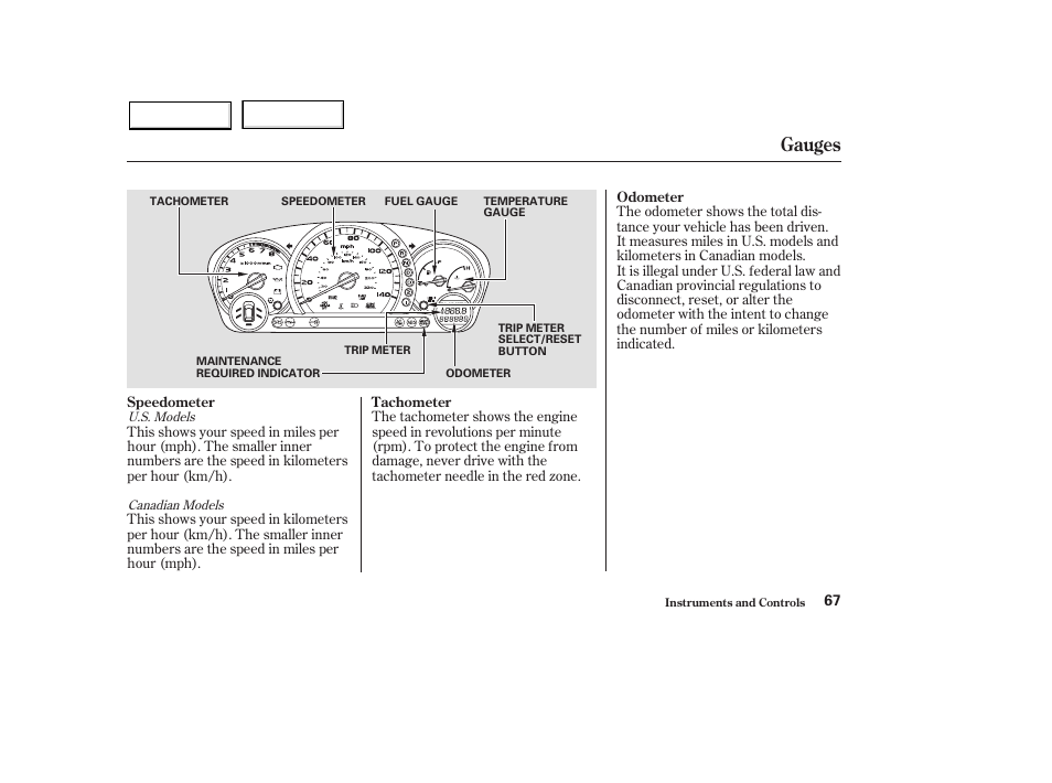 Gauges | HONDA 2003 Pilot - Owner's Manual User Manual | Page 71 / 392