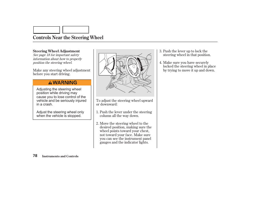 Controls near the steering wheel | HONDA 2003 Pilot - Owner's Manual User Manual | Page 82 / 392
