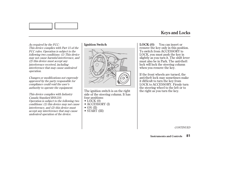 Keys and locks | HONDA 2003 Pilot - Owner's Manual User Manual | Page 85 / 392
