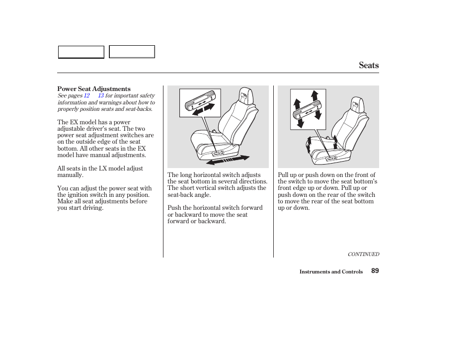 Seats | HONDA 2003 Pilot - Owner's Manual User Manual | Page 93 / 392