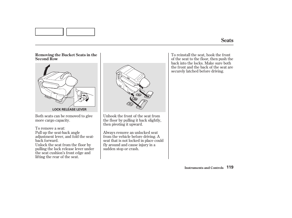 Seats | HONDA 2003 Odyssey - Owner's Manual User Manual | Page 122 / 415