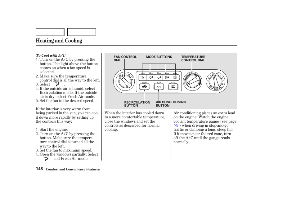 Heating and cooling | HONDA 2003 Odyssey - Owner's Manual User Manual | Page 151 / 415