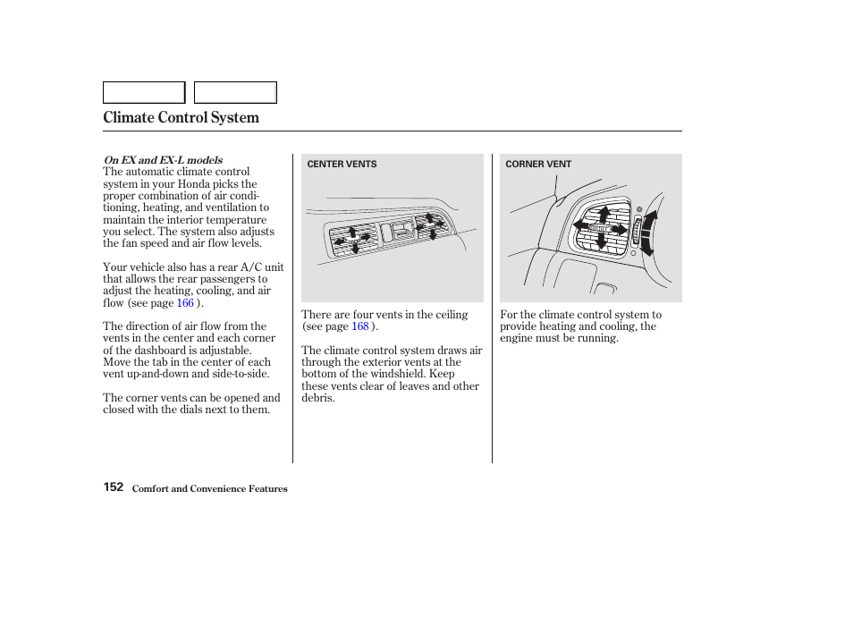 Climate control system | HONDA 2003 Odyssey - Owner's Manual User Manual | Page 155 / 415