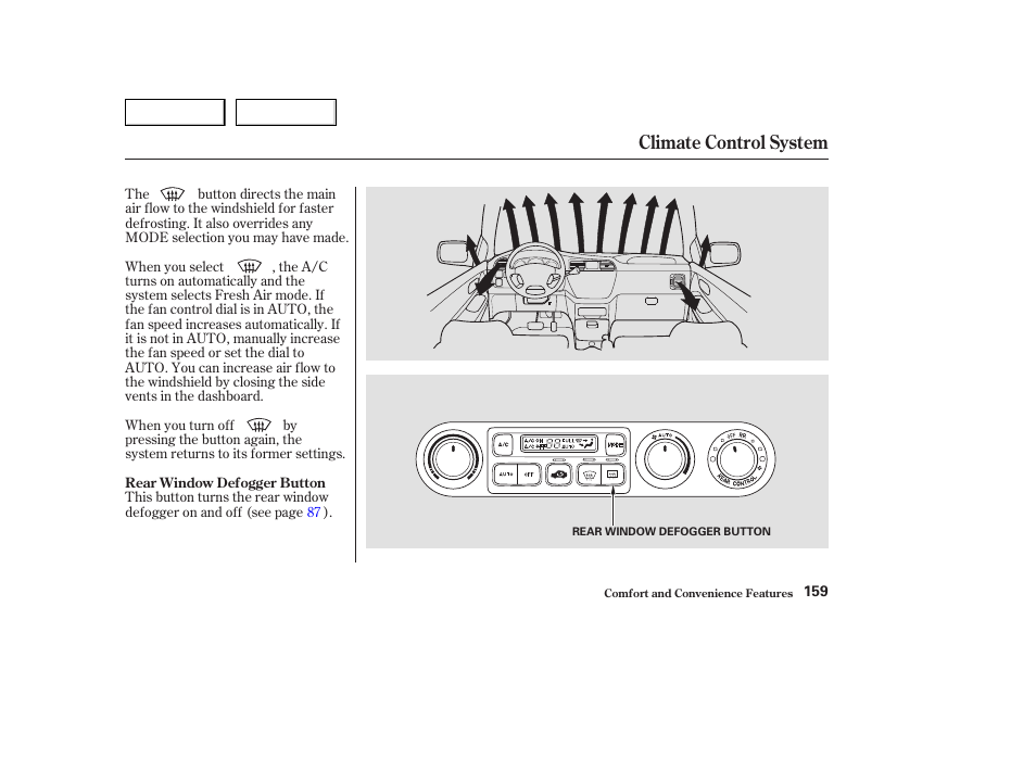 Climate control system | HONDA 2003 Odyssey - Owner's Manual User Manual | Page 162 / 415