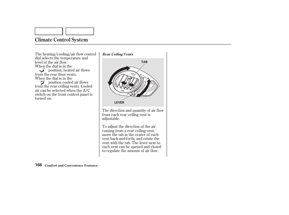 Climate control system | HONDA 2003 Odyssey - Owner's Manual User Manual | Page 171 / 415