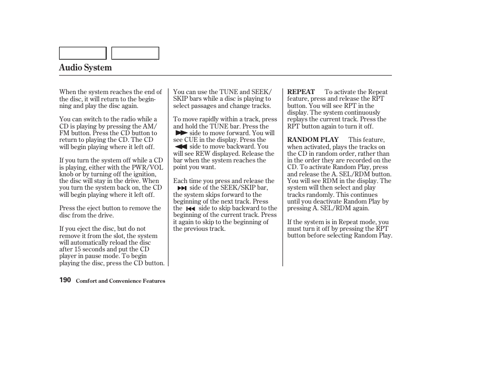 Audio system | HONDA 2003 Odyssey - Owner's Manual User Manual | Page 193 / 415