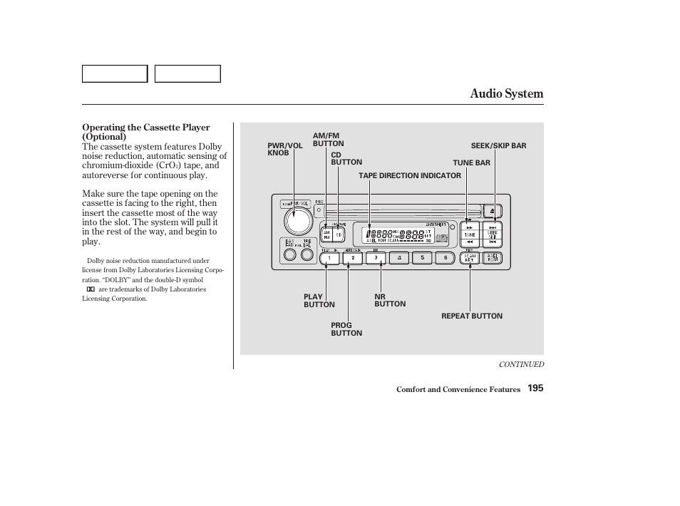Audio system | HONDA 2003 Odyssey - Owner's Manual User Manual | Page 198 / 415