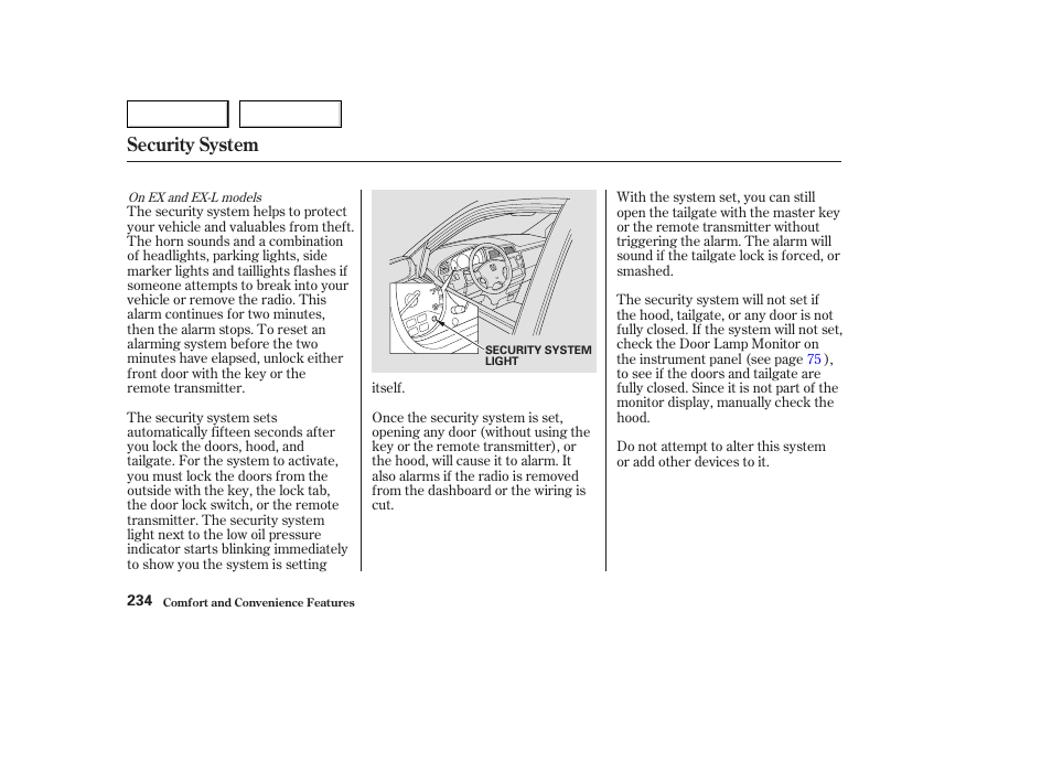 Security system | HONDA 2003 Odyssey - Owner's Manual User Manual | Page 237 / 415