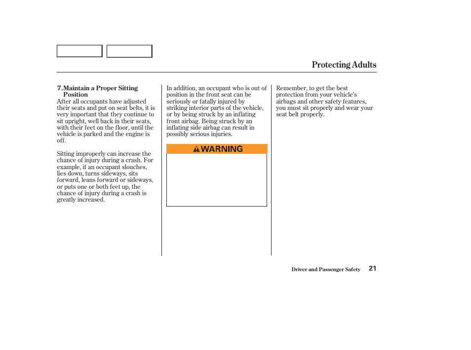 Protecting adults | HONDA 2003 Odyssey - Owner's Manual User Manual | Page 24 / 415