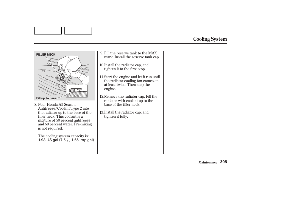 Cooling system | HONDA 2003 Odyssey - Owner's Manual User Manual | Page 308 / 415