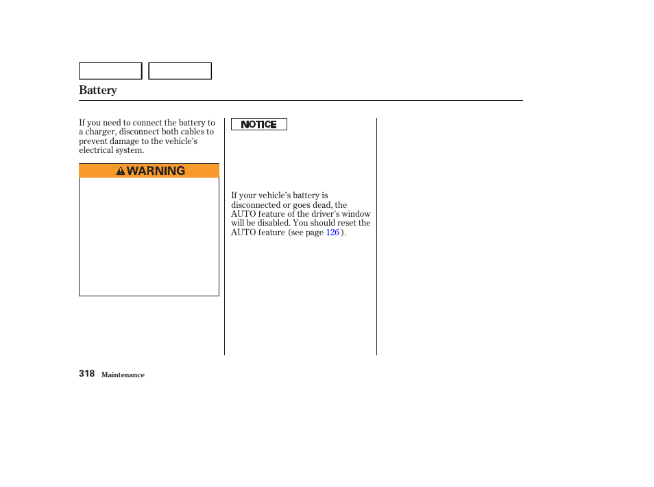 Battery | HONDA 2003 Odyssey - Owner's Manual User Manual | Page 321 / 415