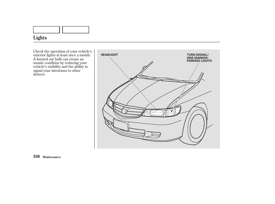 Lights | HONDA 2003 Odyssey - Owner's Manual User Manual | Page 333 / 415