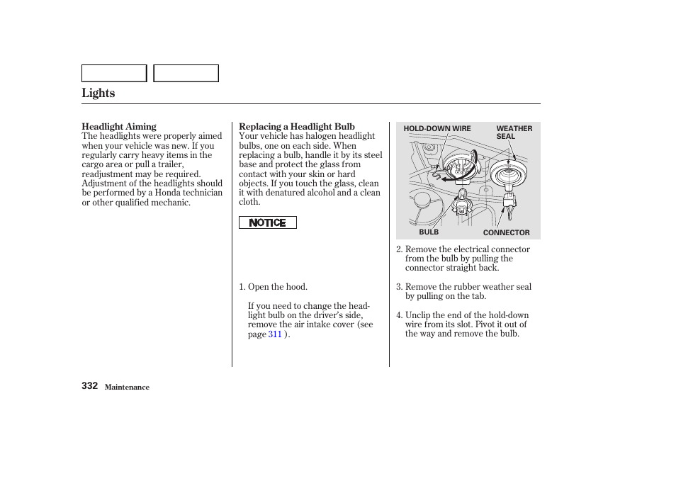 Lights | HONDA 2003 Odyssey - Owner's Manual User Manual | Page 335 / 415