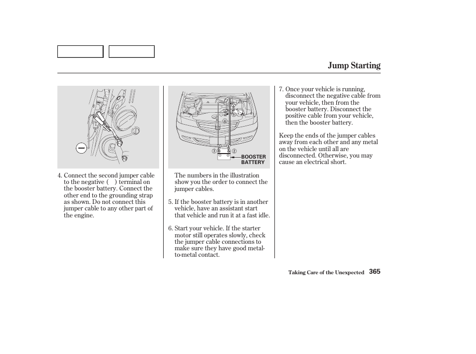 Jump starting | HONDA 2003 Odyssey - Owner's Manual User Manual | Page 368 / 415