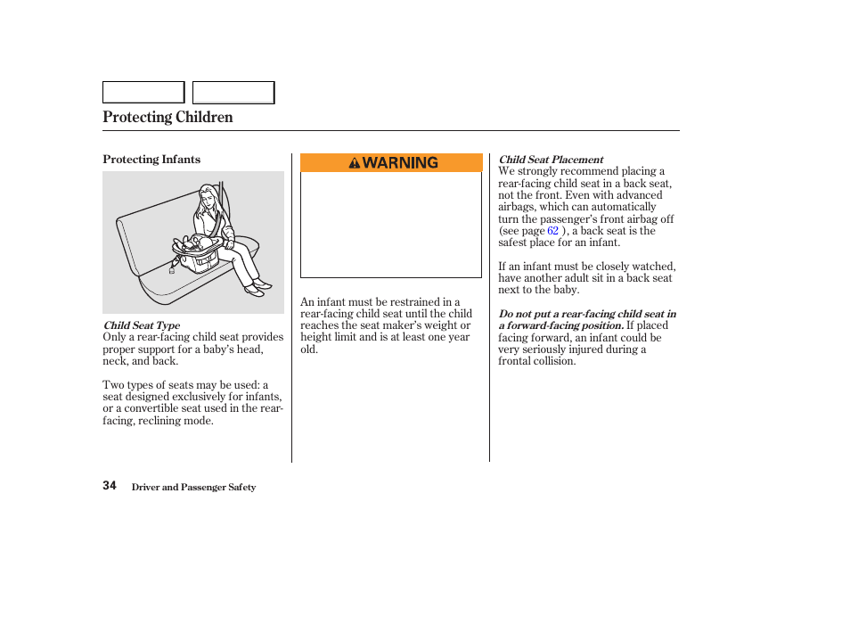 Protecting children | HONDA 2003 Odyssey - Owner's Manual User Manual | Page 37 / 415