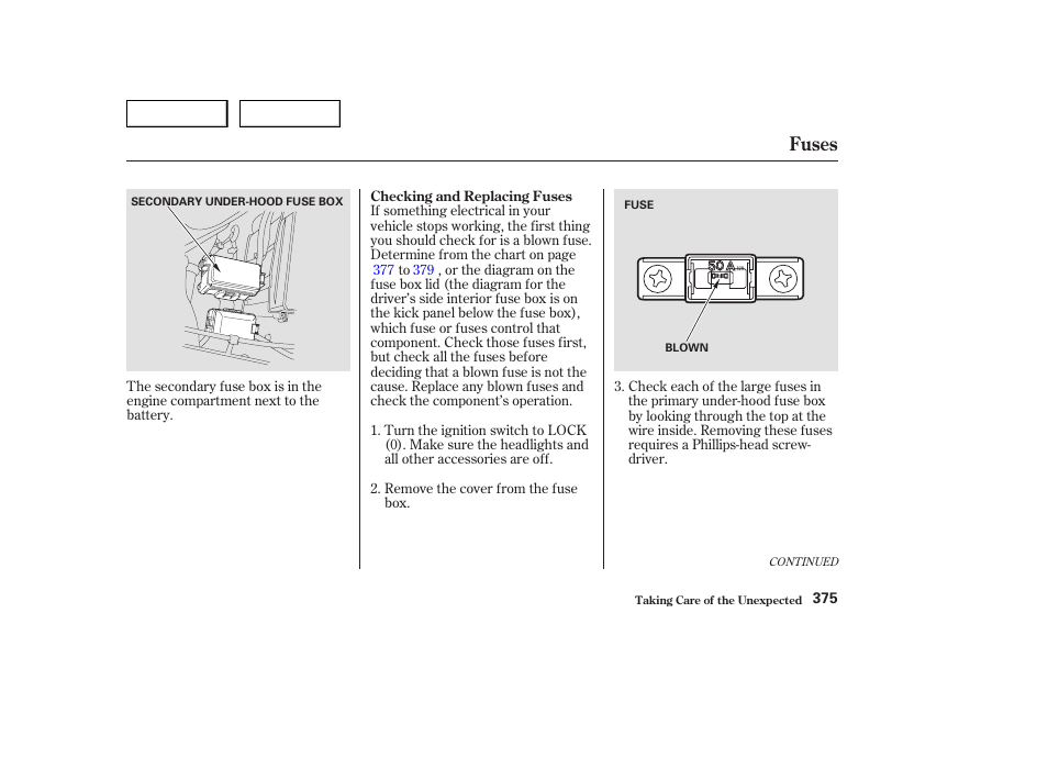 Fuses | HONDA 2003 Odyssey - Owner's Manual User Manual | Page 378 / 415