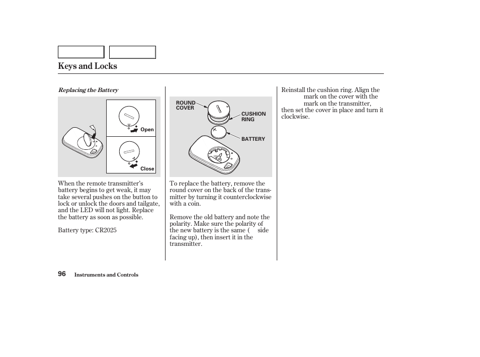 Keys and locks | HONDA 2003 Odyssey - Owner's Manual User Manual | Page 99 / 415