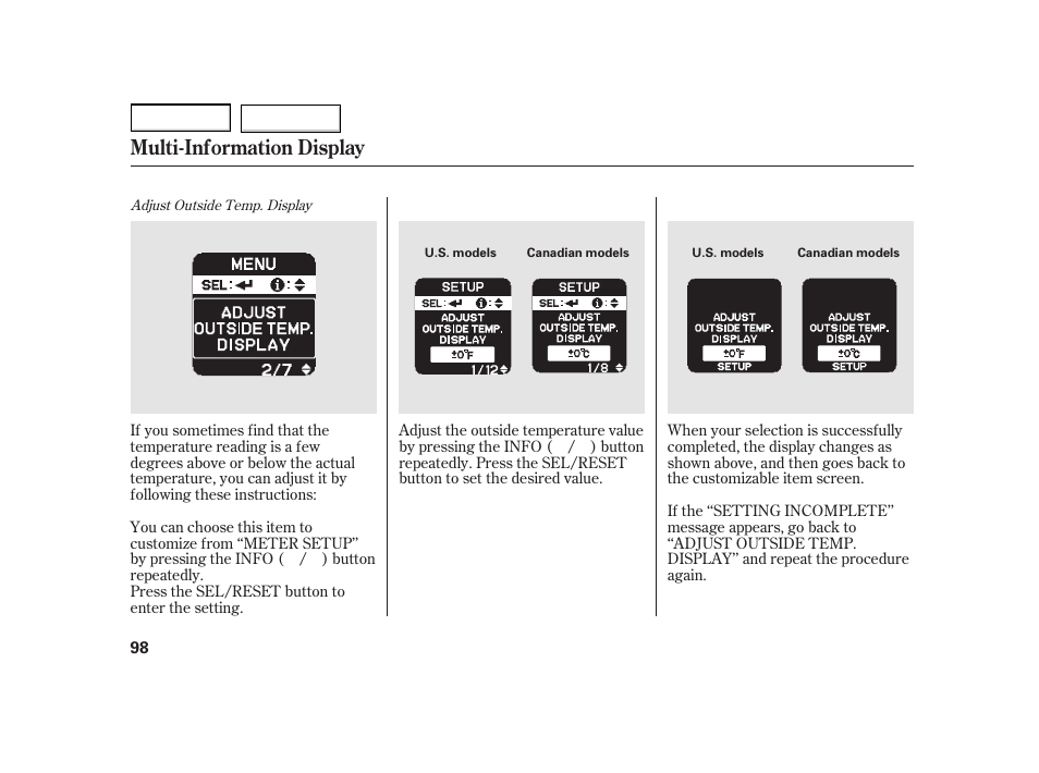 Multi-information display | HONDA 2003 Insight  - Owner's Manual User Manual | Page 102 / 411